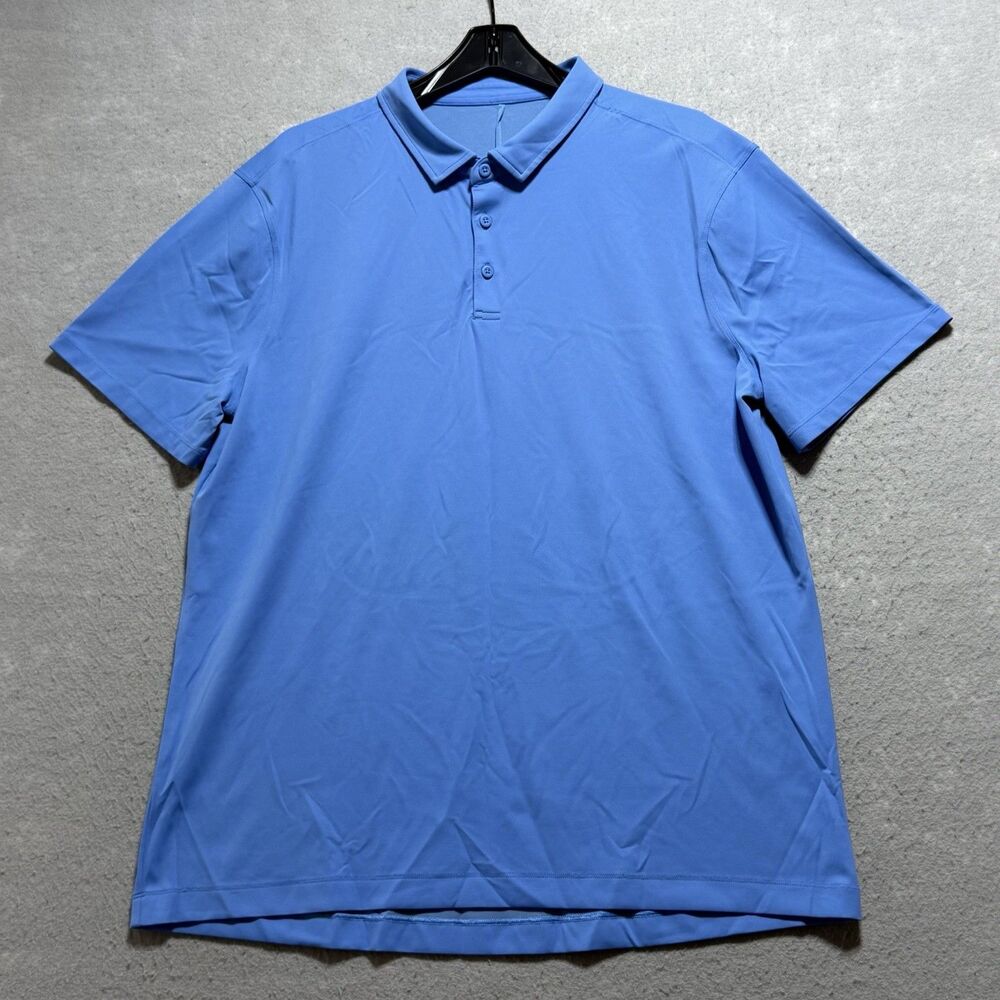 Lululemon ShowZero Slim-Fit Polo Shirt Mens L Blue Short Sleeve Stretch Golf